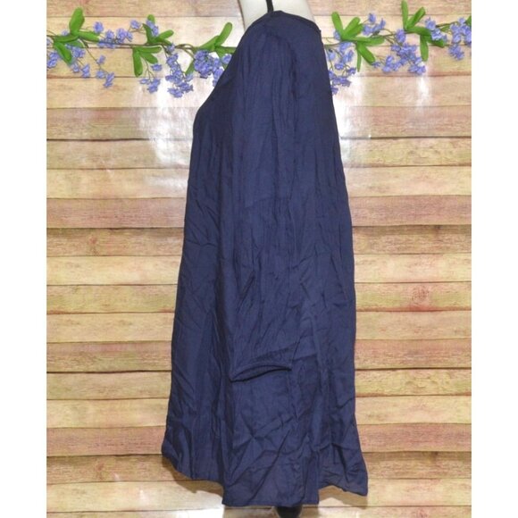 NWT Mudpie Navy Blue Button Up Tunic Shirt Dress One Size Casual V-Neck Lightwei - Picture 4 of 9